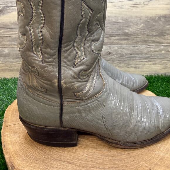 Tony Lama Men - Size 7.5D - Vintage Gray Lizard Cowboy Boots Style 8117 main image 11